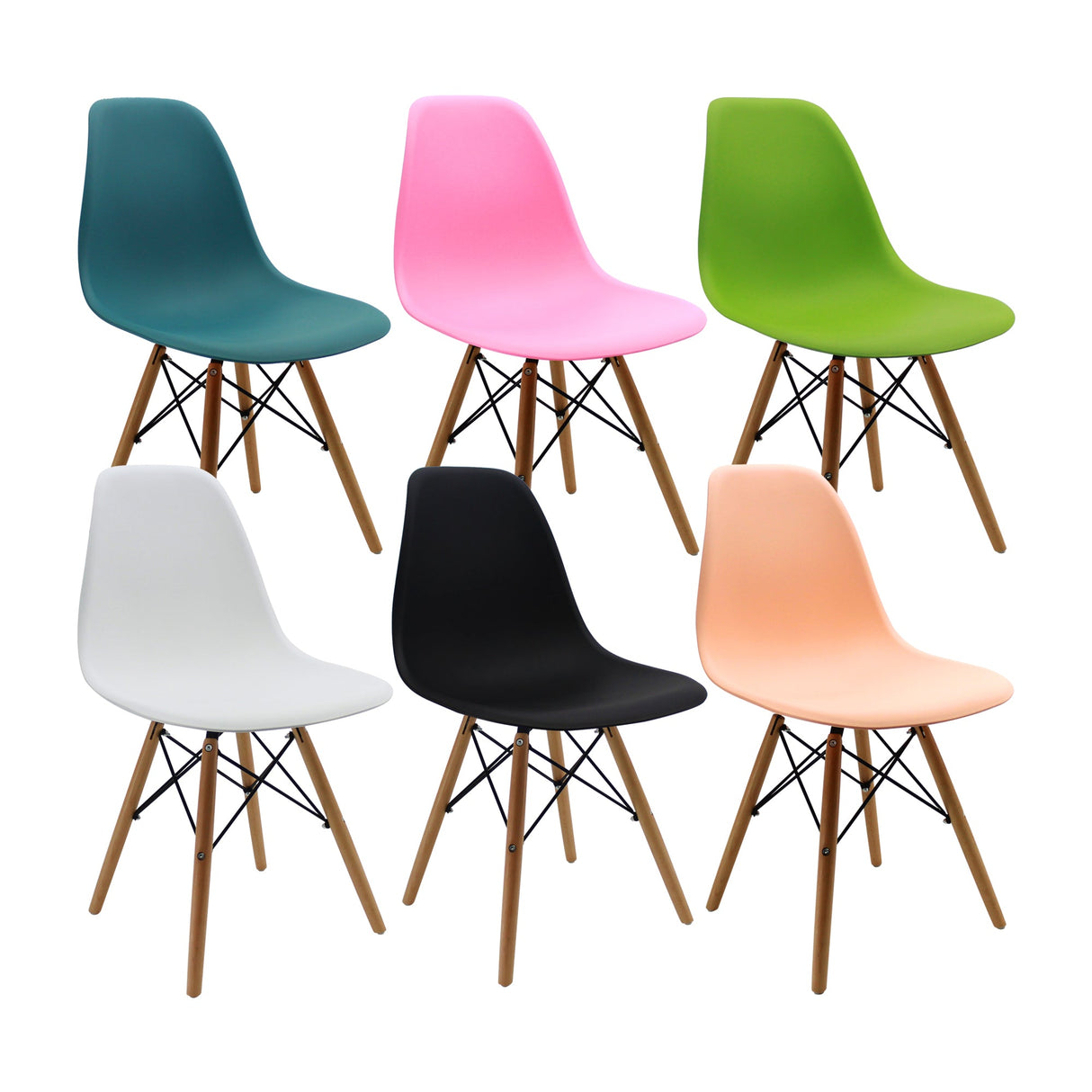 SET X 6 SILLAS DKR TIPO EAMES BOXBIT - COLORES A ELECCIÓN