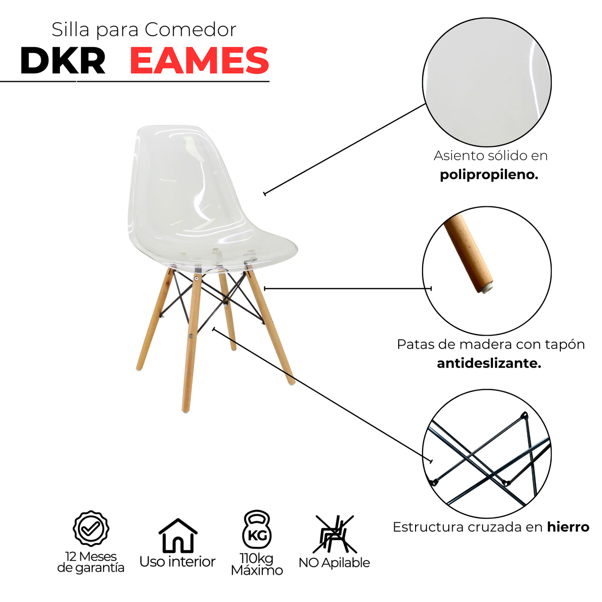 SET X 4 SILLA DKR PC TIPO EAMES