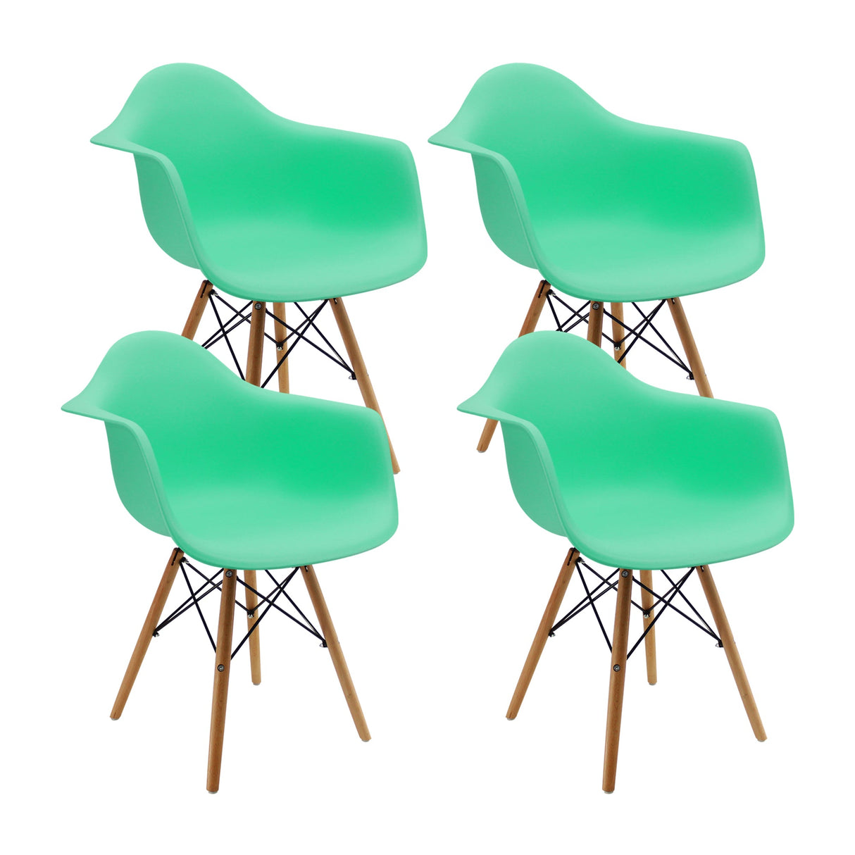 SET X 4 SILLAS DKR CON BRAZOS VERDE MENTA BOXBIT