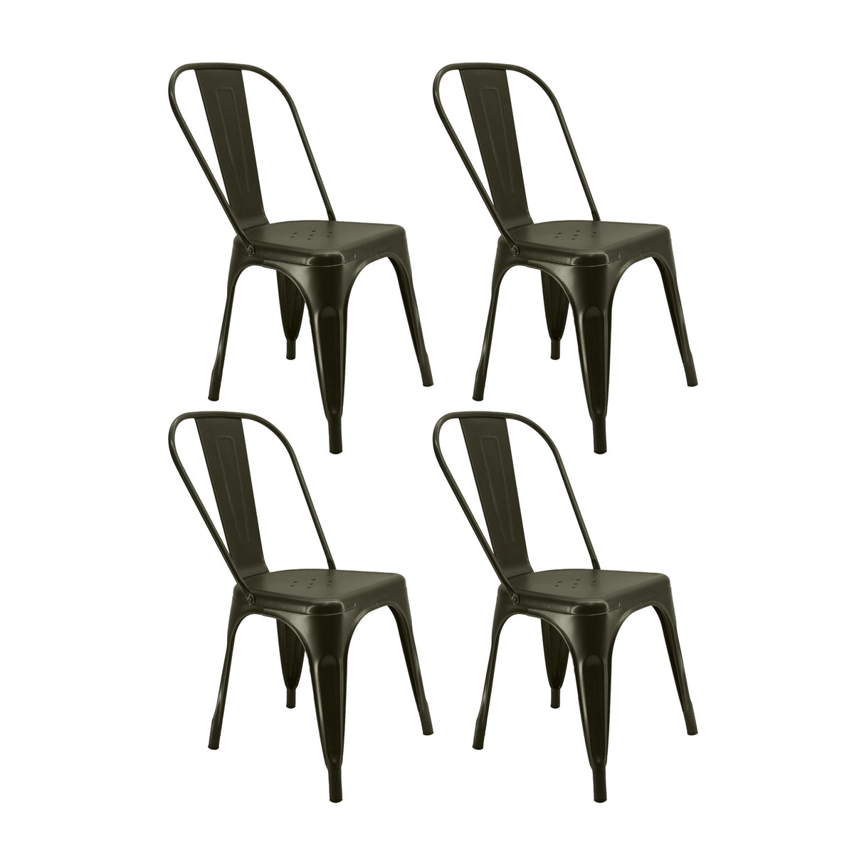 Set x 4 Sillas TITAN Tipo Tolix VERDE MILITAR BoxBit