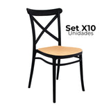 SET X 10 SILLAS PLATS NEGRAS BOXBIT