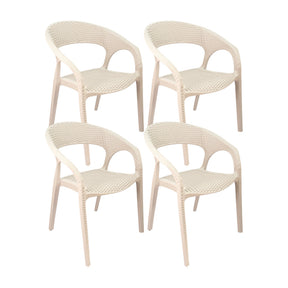 Set x4 Sillas Exterior Ratán Curve Beige — Boxbit
