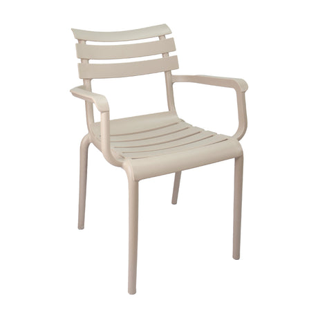 Set x4 Sillas Exterior Venecia con Brazos Beige vista lateral — Boxbit