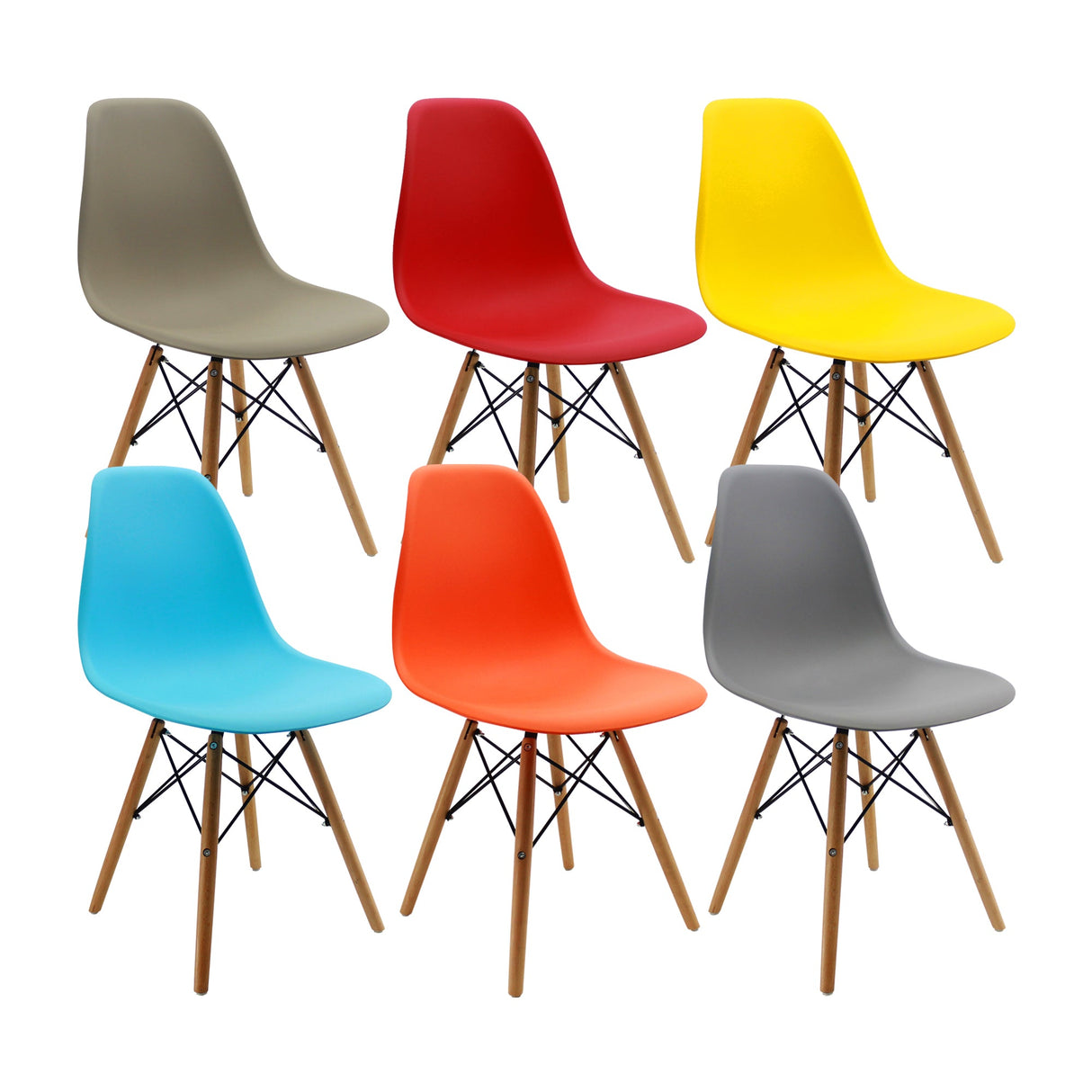 SET X 6 SILLAS DKR TIPO EAMES BOXBIT - COLORES A ELECCIÓN
