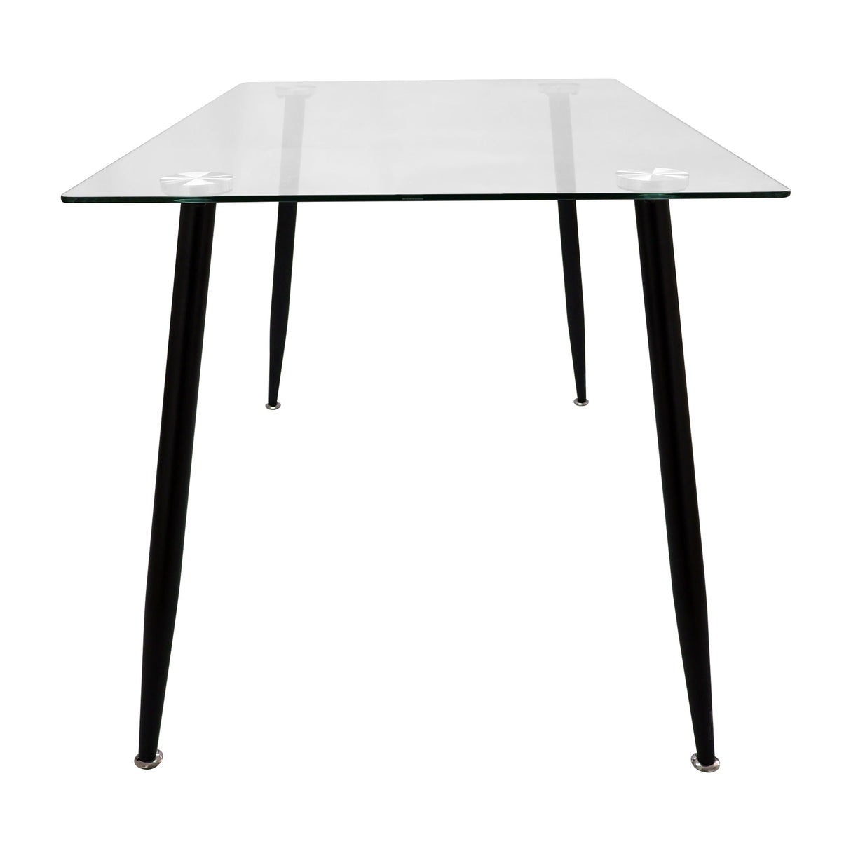 COMEDOR RECTANGULAR TAPA VIDRIO MÁS 4 SILLAS DKR TIPO EAMES BLANCAS