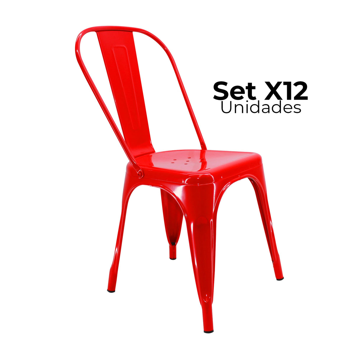 SET X 12 SILLAS TITAN TIPO TOLIX ROJAS BOXBIT