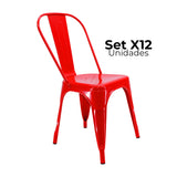 SET X 12 SILLAS TITAN TIPO TOLIX ROJAS BOXBIT