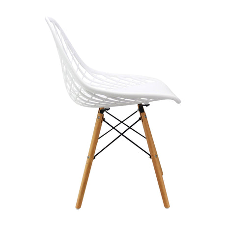 Set x4 Sillas Kaila Blancas vista lateral — Boxbit
