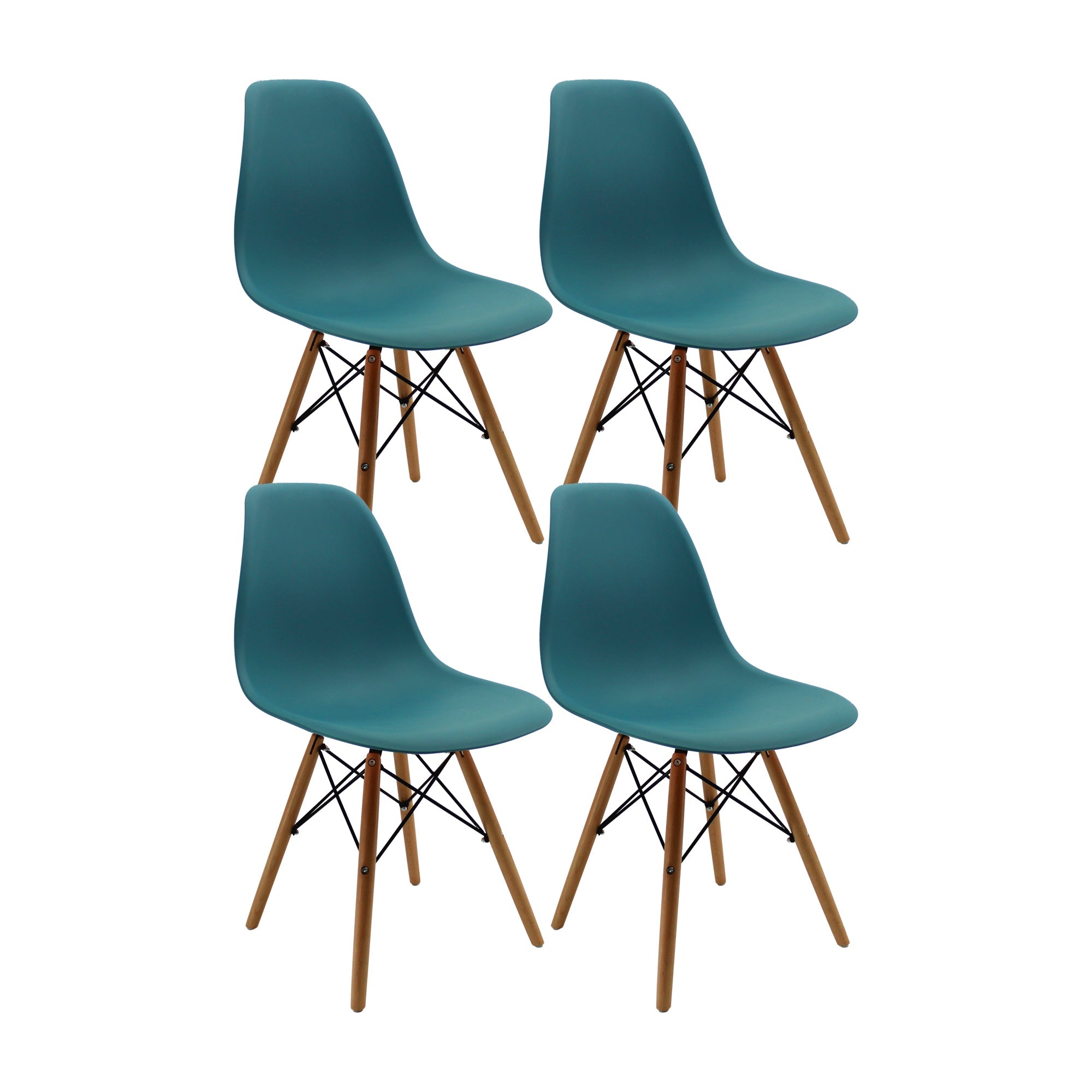 SET X 4 SILLAS DKR TIPO EAMES AZUL PETRÓLEO BOXBIT