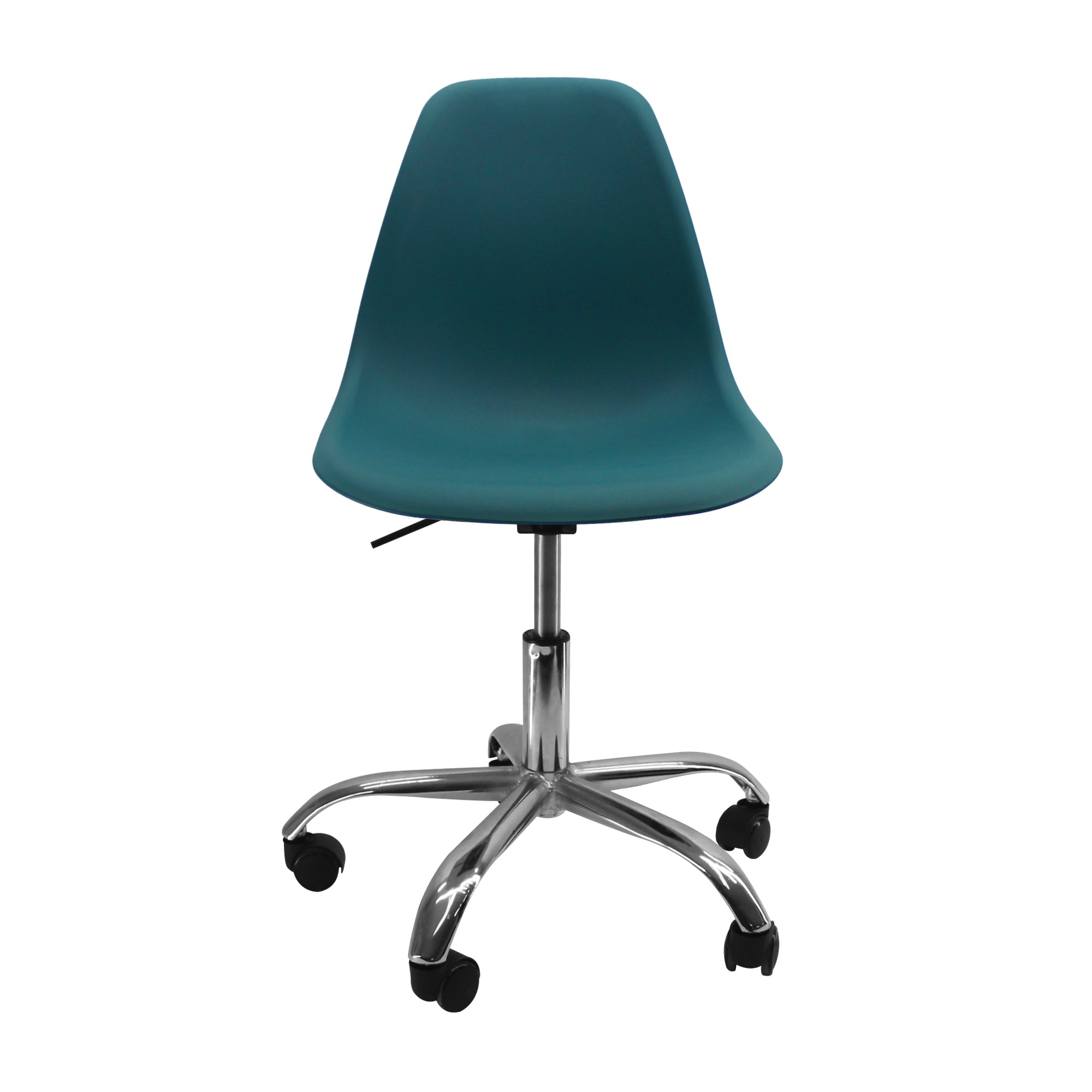 SILLA DKR CON RUEDAS TIPO EAMES AZUL PETRÓLEO BOXBIT