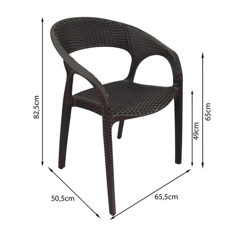 Set x4 Silla Exterior Ratan Curve Café Boxbit