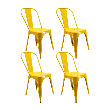 SET X 4 SILLAS TITAN TIPO TOLIX AMARILLAS BOXBIT