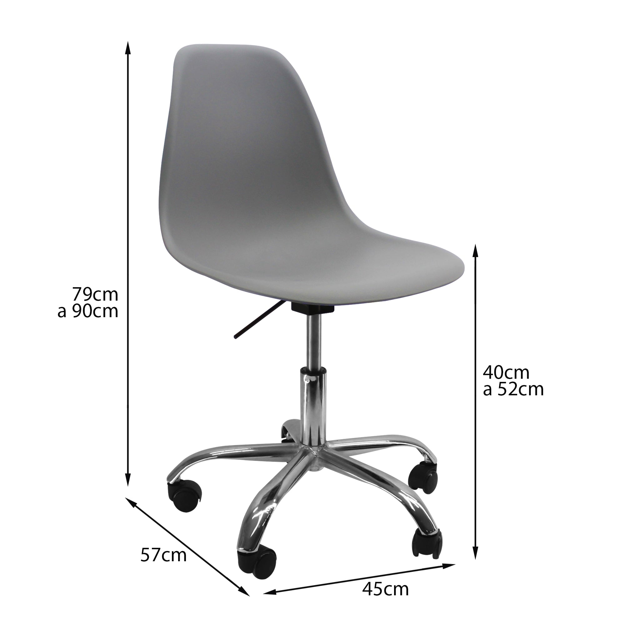 SILLA DKR CON RUEDAS TIPO EAMES GRIS BOXBIT