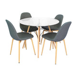 COMEDOR REDONDO TAPA VIDRIO MÁS 4 SILLAS CHARLA INDIGO