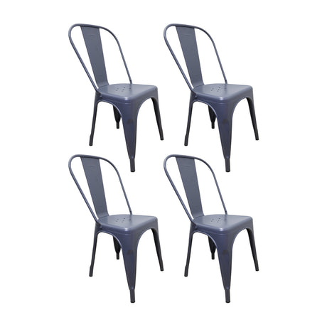 SET X 4 SILLAS TITAN TIPO TOLIX GRIS OSCURO BOXBIT