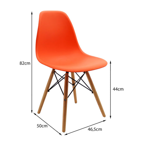 Set x 4 Sillas DKR Tipo EAMES Naranjas BOXBIT