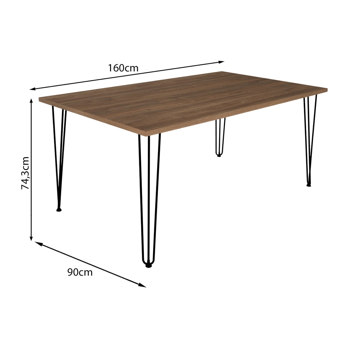 COMEDOR RECTANGULAR VASSEL MÁS 4 SILLAS DKR TIPO EAMES NEGRAS
