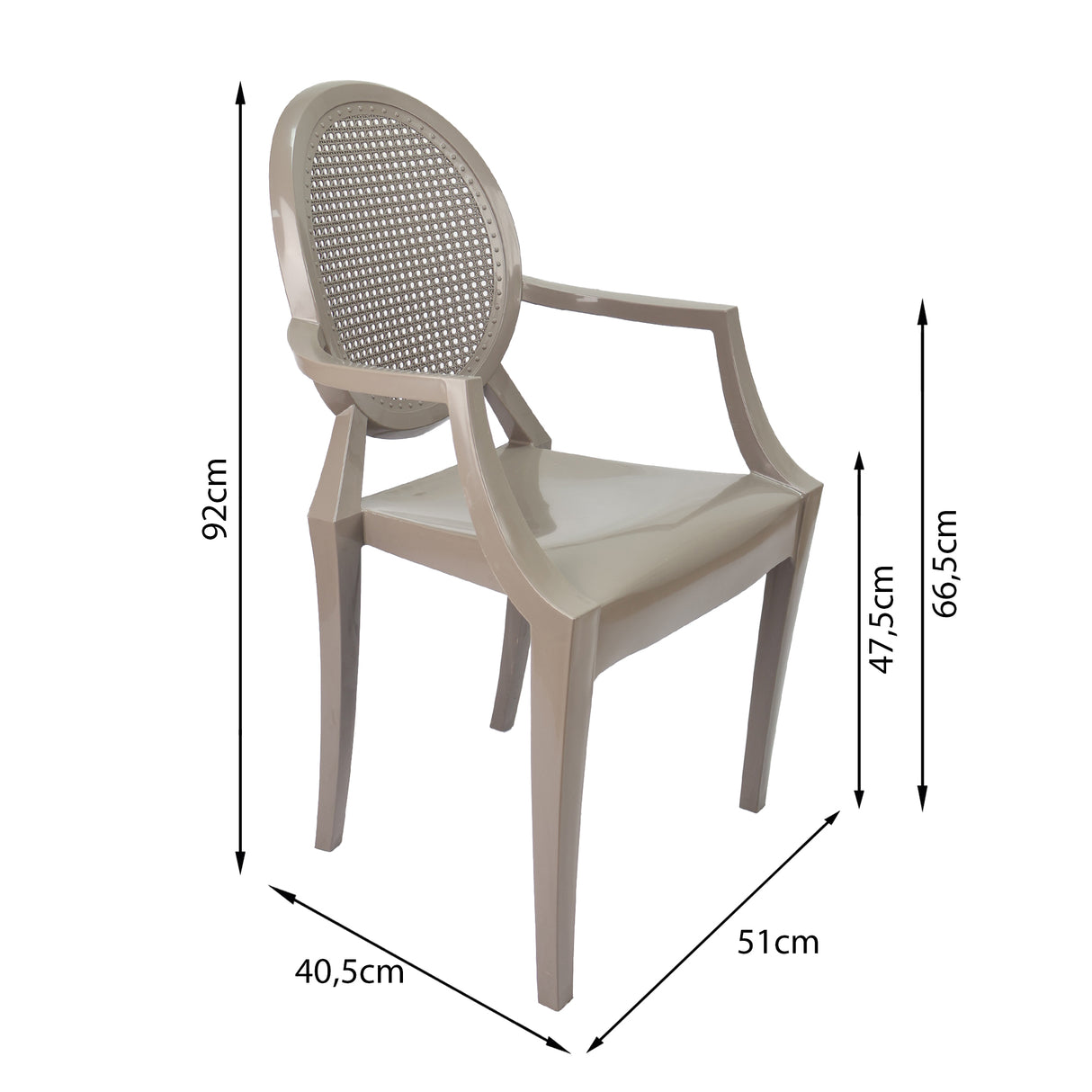 SILLA EXTERIOR GHOSTE CON BRAZOS CAFÉ