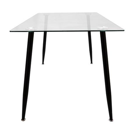 Comedor Rectangular Tapa Vidrio + 4 Sillas Eames Negras