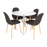 COMEDOR REDONDO TAPA VIDRIO MÁS 4 SILLAS CHARLA CAFÉ