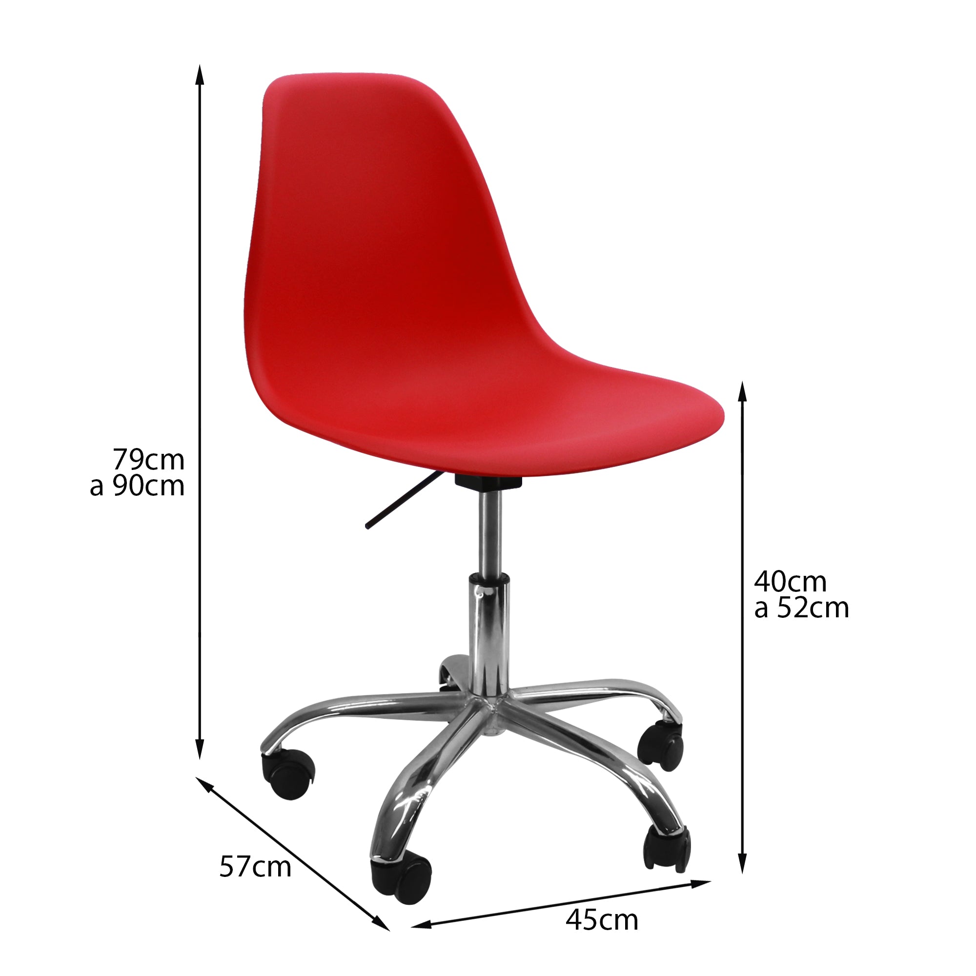 SILLA DKR CON RUEDAS TIPO EAMES ROJA BOXBIT