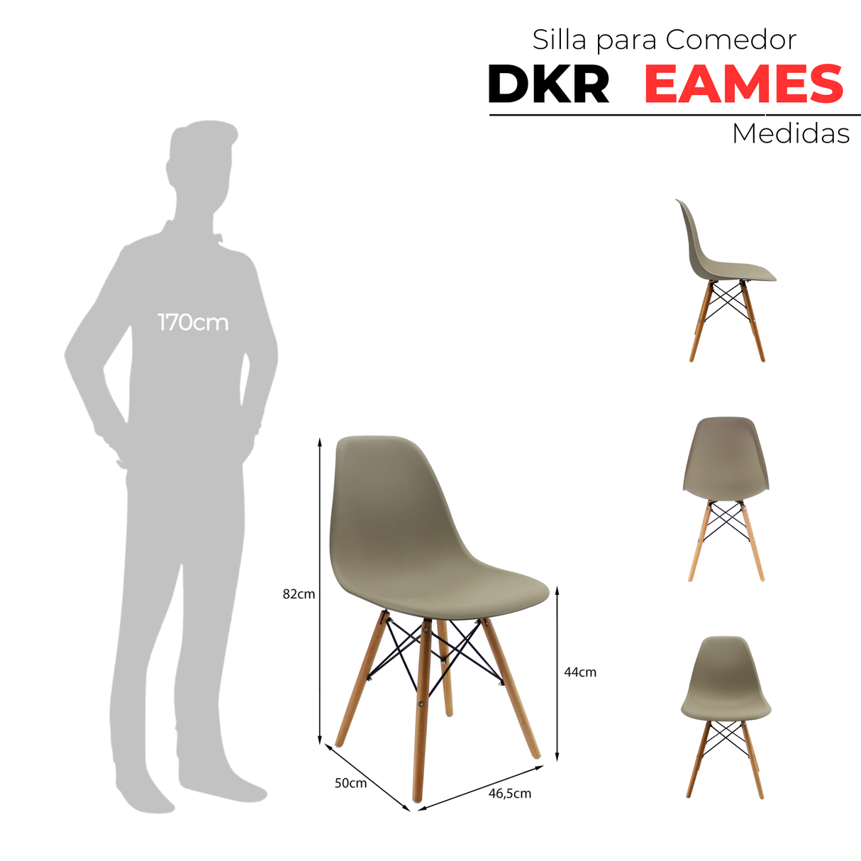SET X 4 SILLAS DKR TIPO EAMES BEIGE BOXBIT