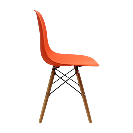 Set x4 Sillas DKR Tipo Eames Naranjas vista lateral — Boxbit