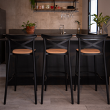 SET X 3 SILLAS PLATS BARRA NEGRO BOXBIT