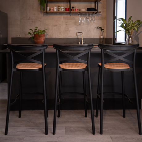 SET X 3 SILLAS PLATS BARRA NEGRO BOXBIT