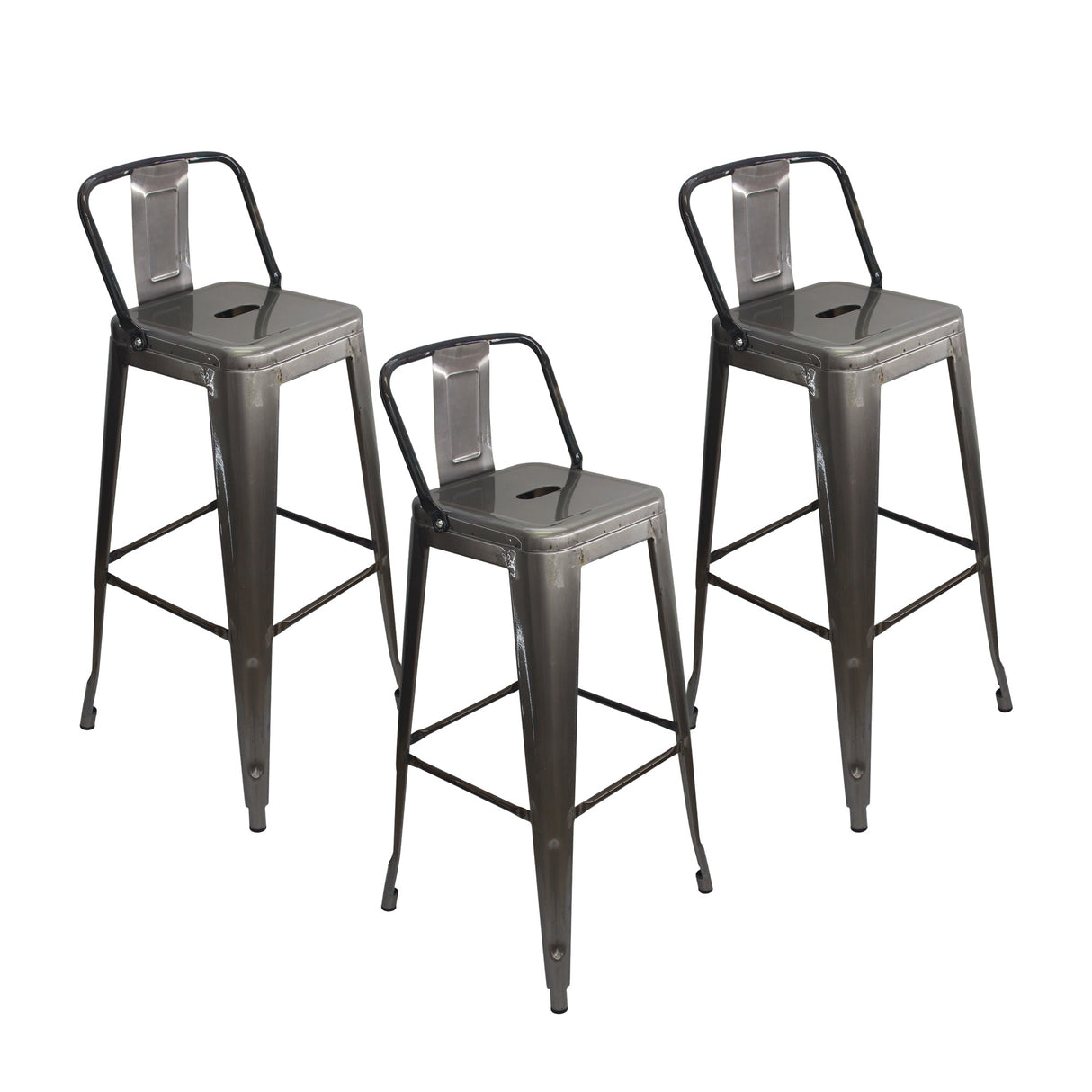 Set x 3 Butacos Bar Altos TITAN Tipo Tolix Metal Rustic BoxBit