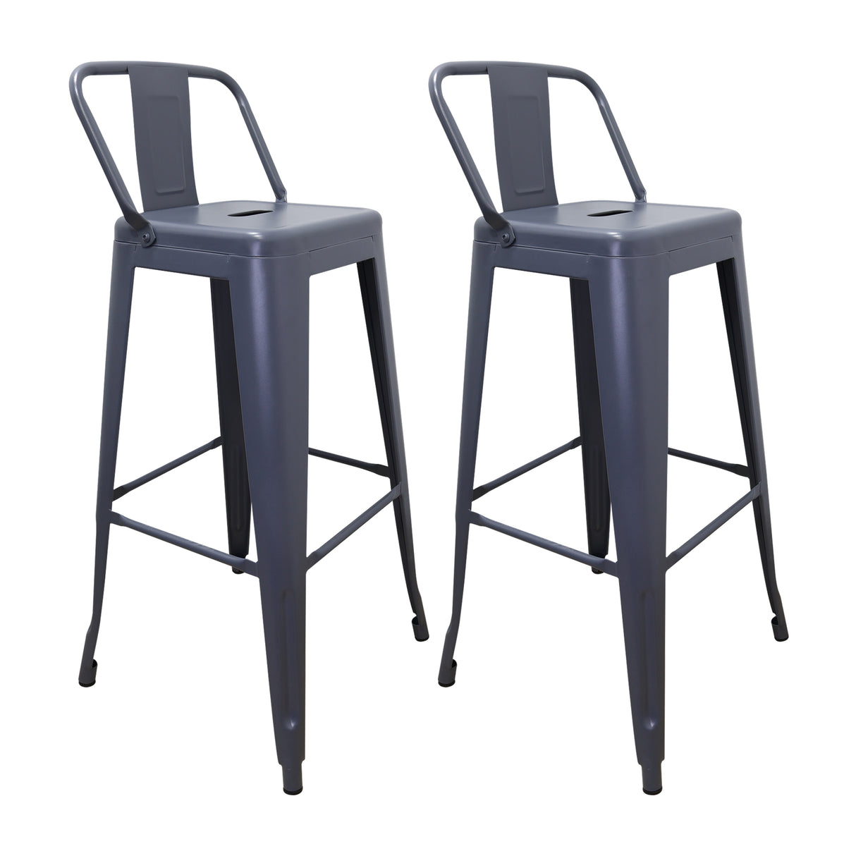 Set x 2 Butacos Bar Altos TITAN Tipo Tolix Gris BoxBit