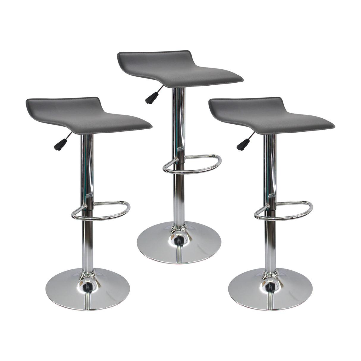 Set x 3 Sillas WAVE Bar Gris BoxBit