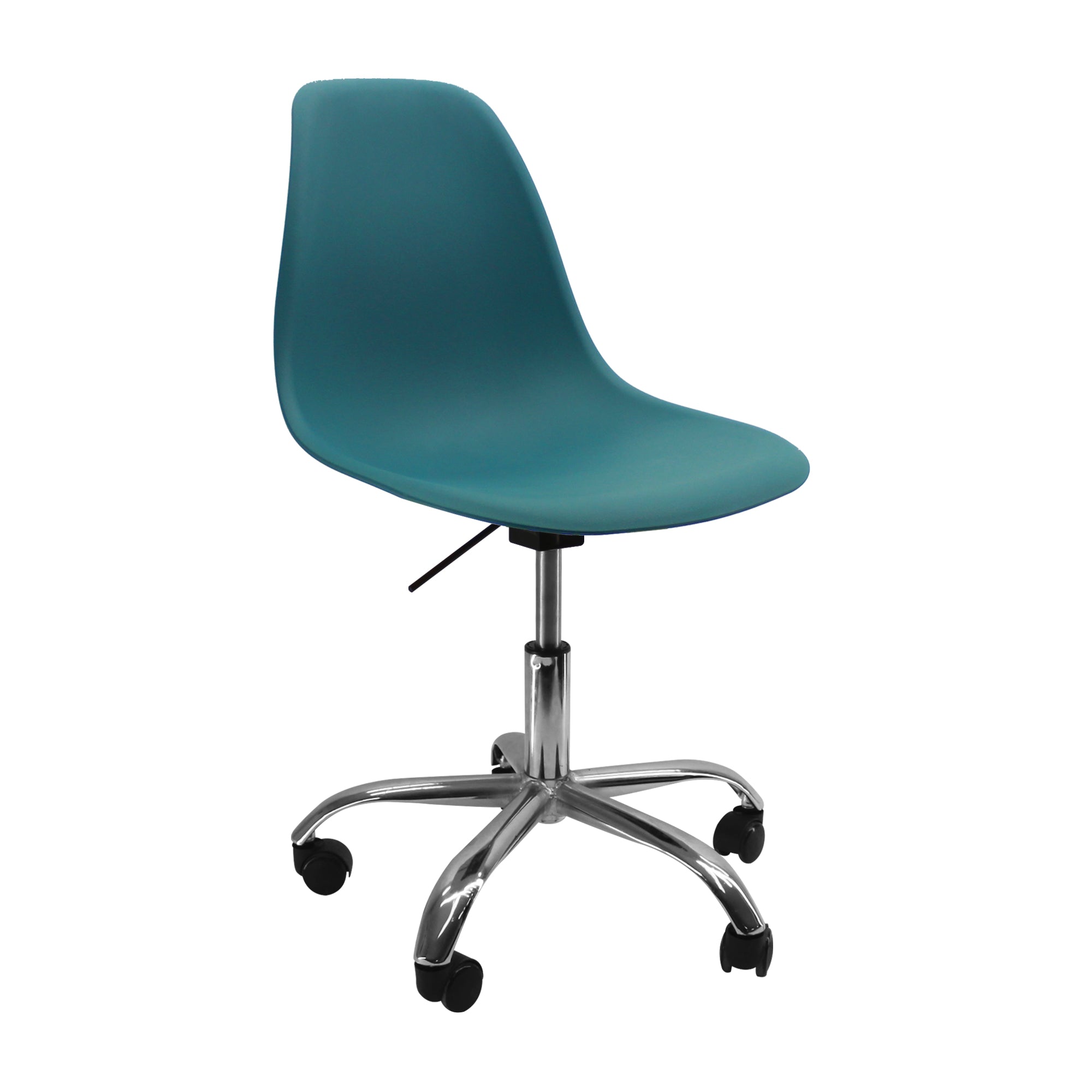 SILLA DKR CON RUEDAS TIPO EAMES AZUL PETRÓLEO BOXBIT