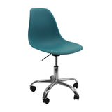 SILLA DKR CON RUEDAS TIPO EAMES AZUL PETRÓLEO BOXBIT