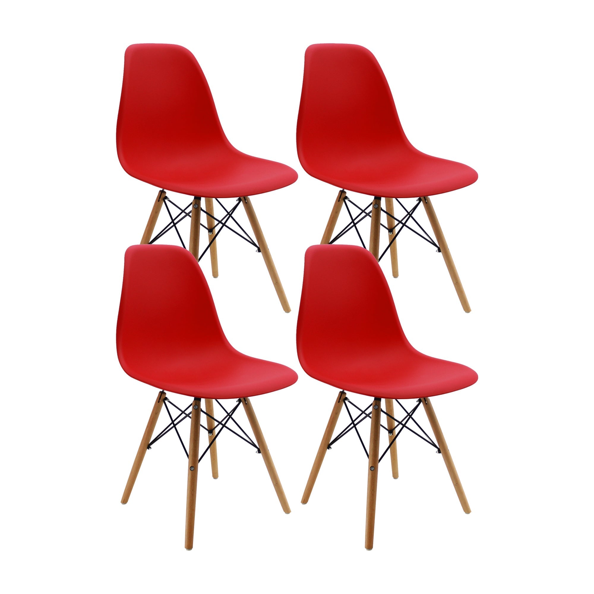 SET X 4 SILLAS DKR TIPO EAMES ROJAS BOXBIT