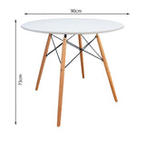 COMEDOR REDONDO TAPA BLANCA MÁS 4 SILLAS DKR TIPO EAMES BLANCAS