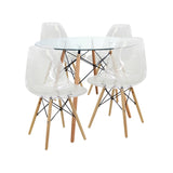 COMEDOR REDONDO TAPA VIDRIO MÁS 4 SILLAS DKR PC