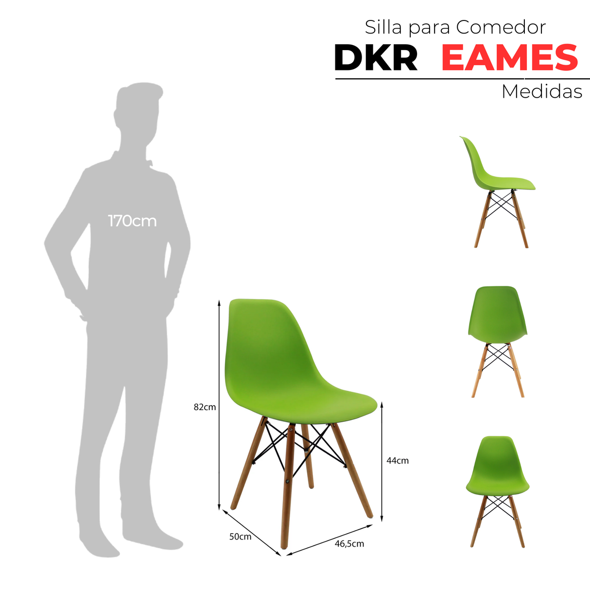 SET X 4 SILLAS DKR TIPO EAMES VERDES BOXBIT