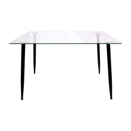 Comedor Rectangular Tapa Vidrio + 4 Sillas Eames Negras