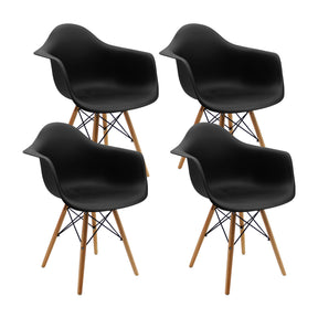 Set x 4 Sillas DKR con Brazos Negras BOXBIT