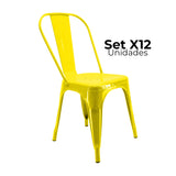 SET X 12 SILLAS TITAN TIPO TOLIX AMARILLAS BOXBIT