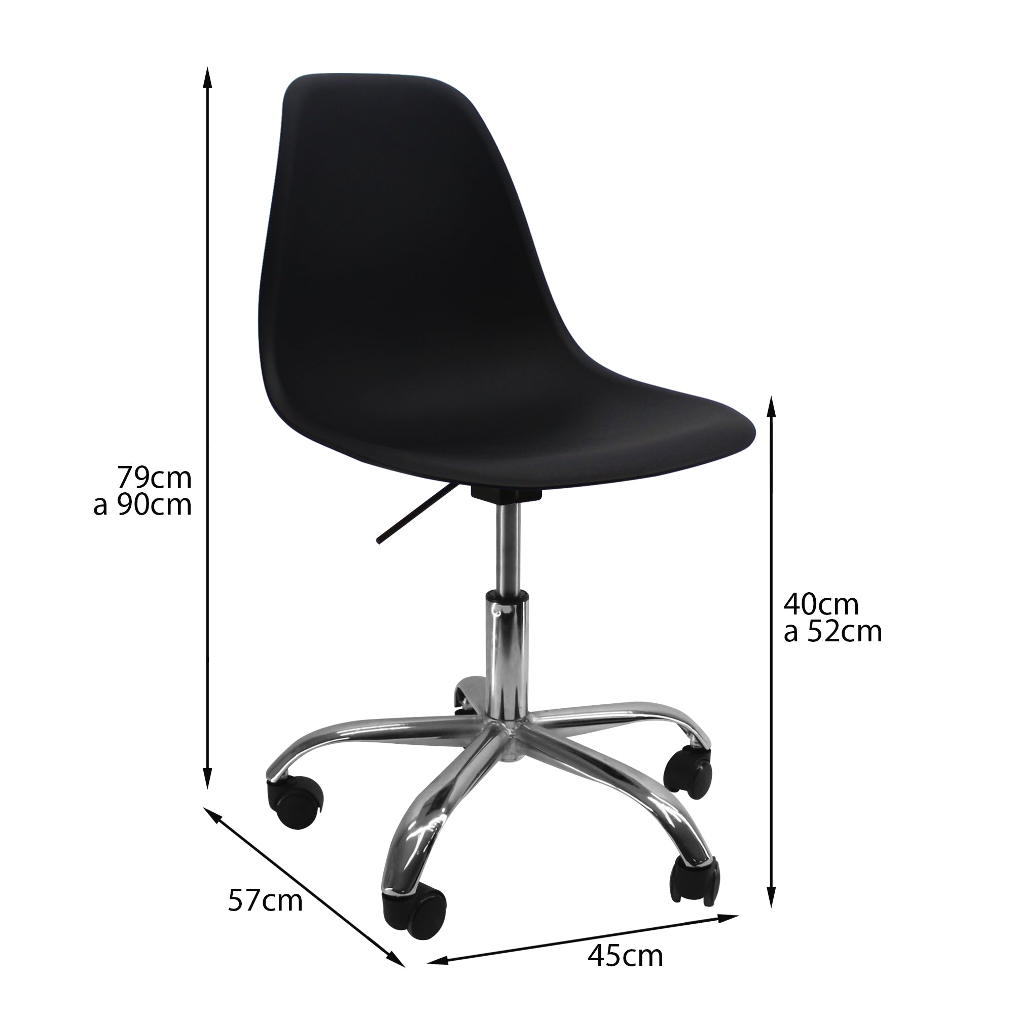 SILLA DKR CON RUEDAS TIPO EAMES NEGRA BOXBIT