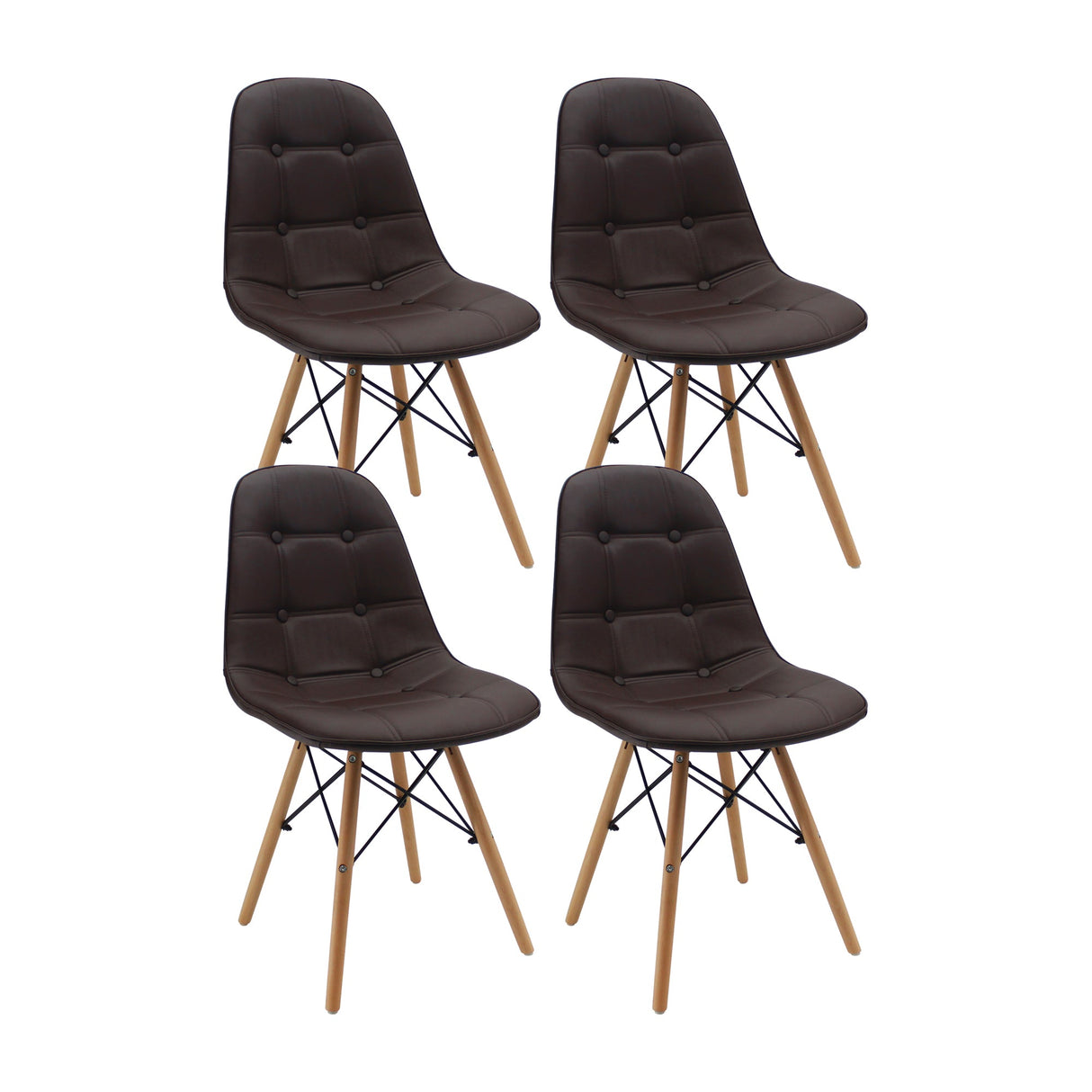 SET X 4 SILLAS DKR BOTONES CAFÉS BOXBIT