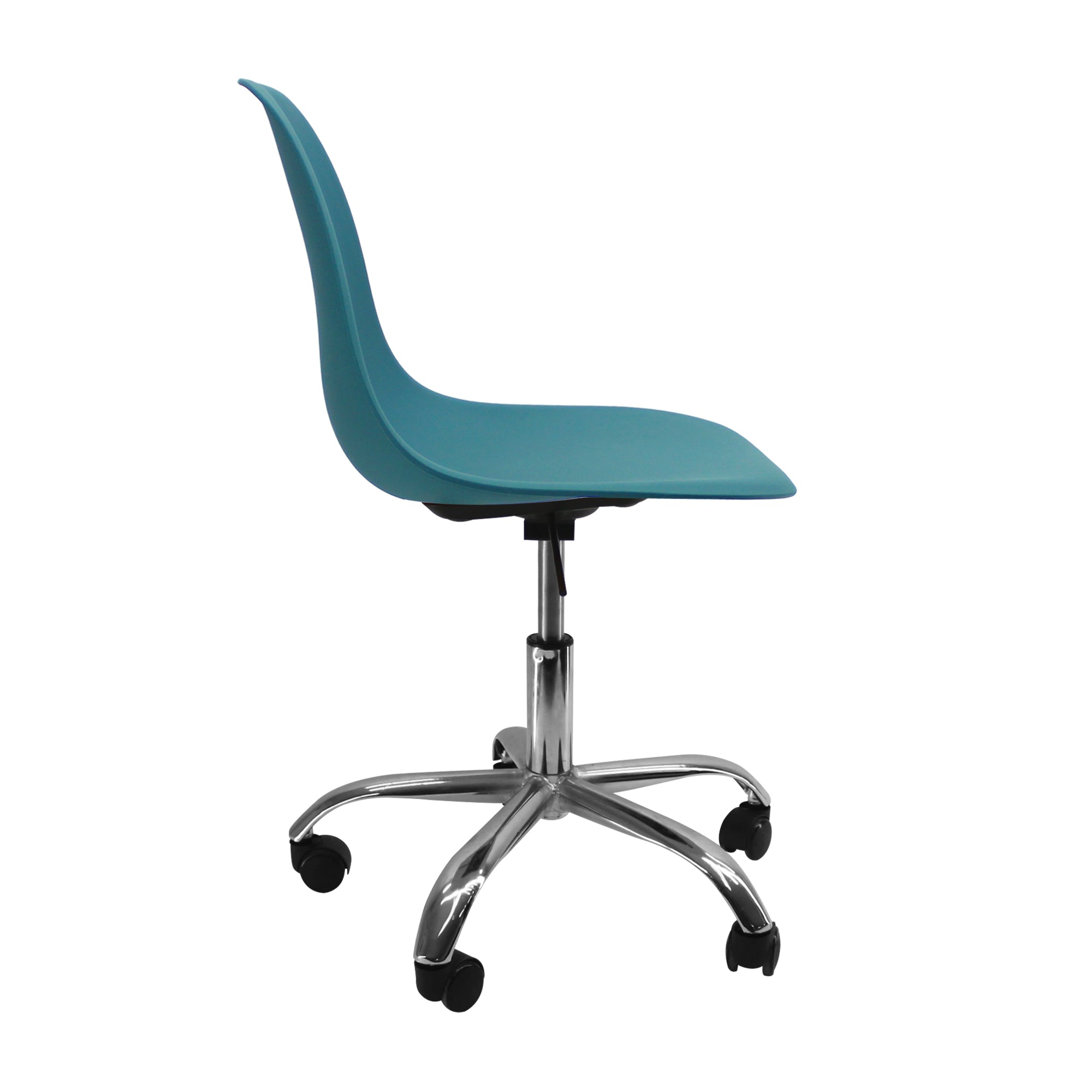 SILLA DKR CON RUEDAS TIPO EAMES AZUL PETRÓLEO BOXBIT