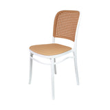 Comedor Nova con 4 Sillas Amis Blancas | Mesa Extensible y Sillas Tipo Ratán