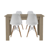 COMEDOR CUADRADO PORTOFINO MÁS 4 SILLAS DKR TIPO EAMES BLANCAS