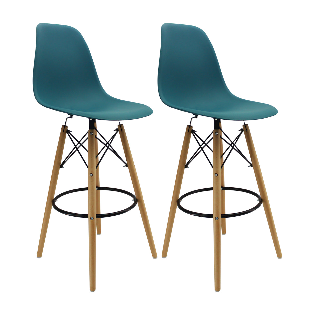 SET X 2 BUTACOS DKR BAR TIPO EAMES AZUL PETROLEO BOXBIT