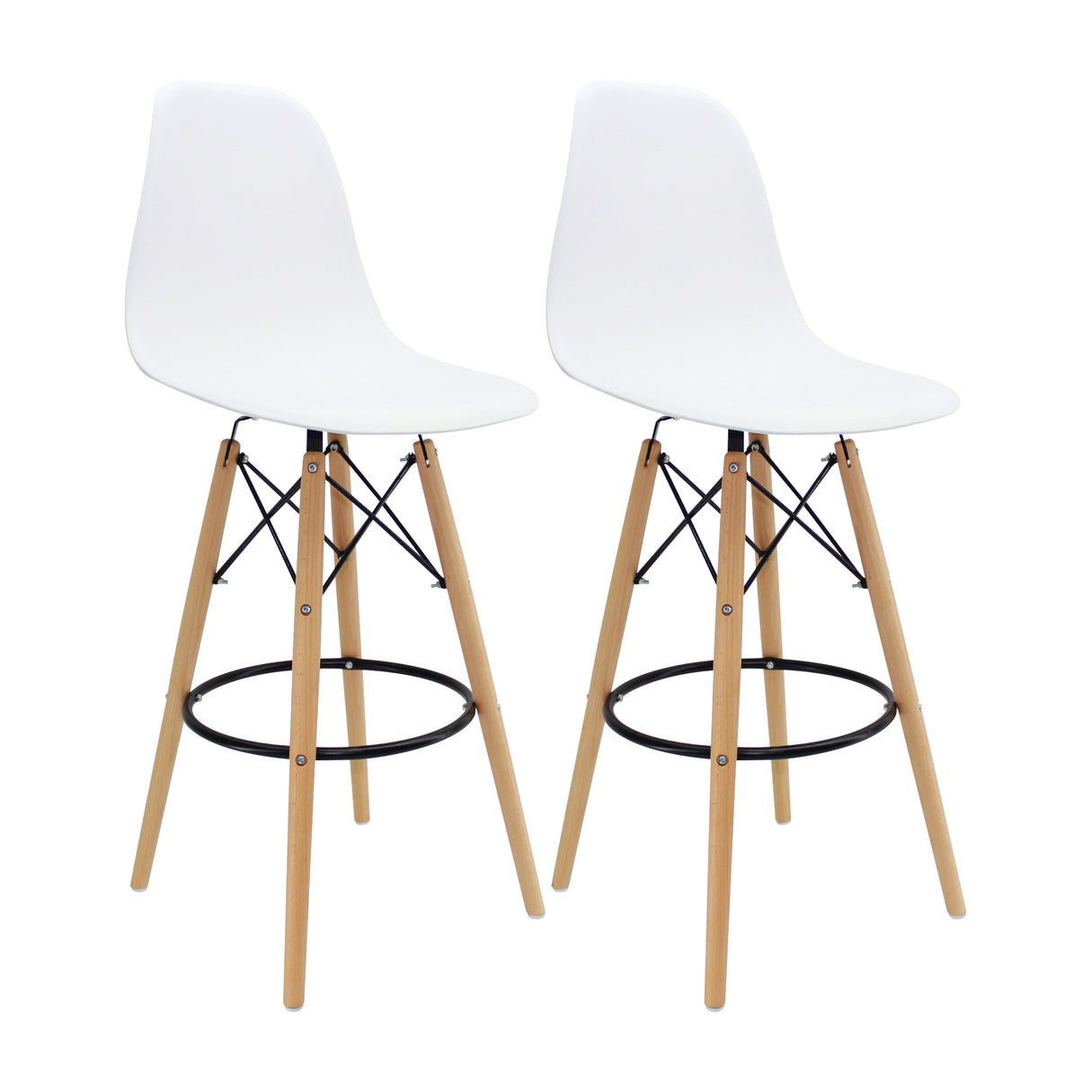 Set x 2 Butacos DKR Bar Tipo Eames Blancas BoxBit