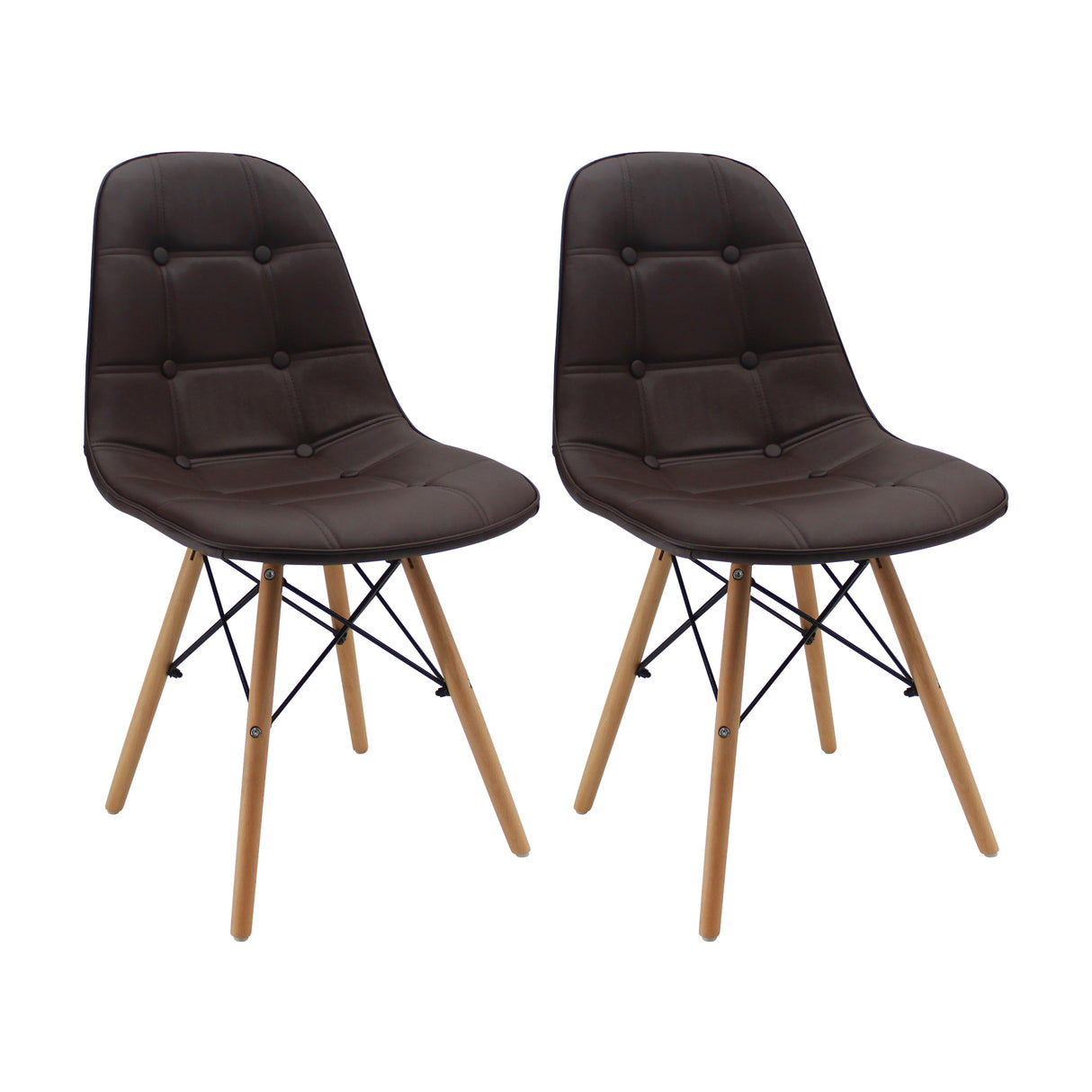 Set x 2 Sillas DKR Botones Cafés BoxBit