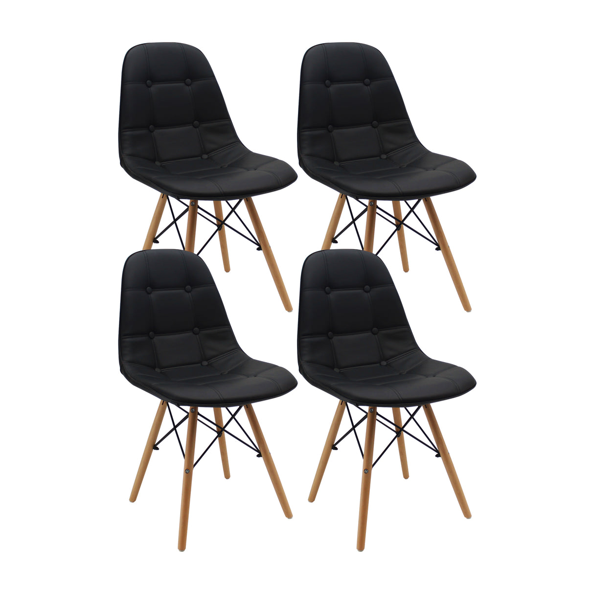 SET X 4 SILLAS DKR BOTONES NEGRAS BOXBIT